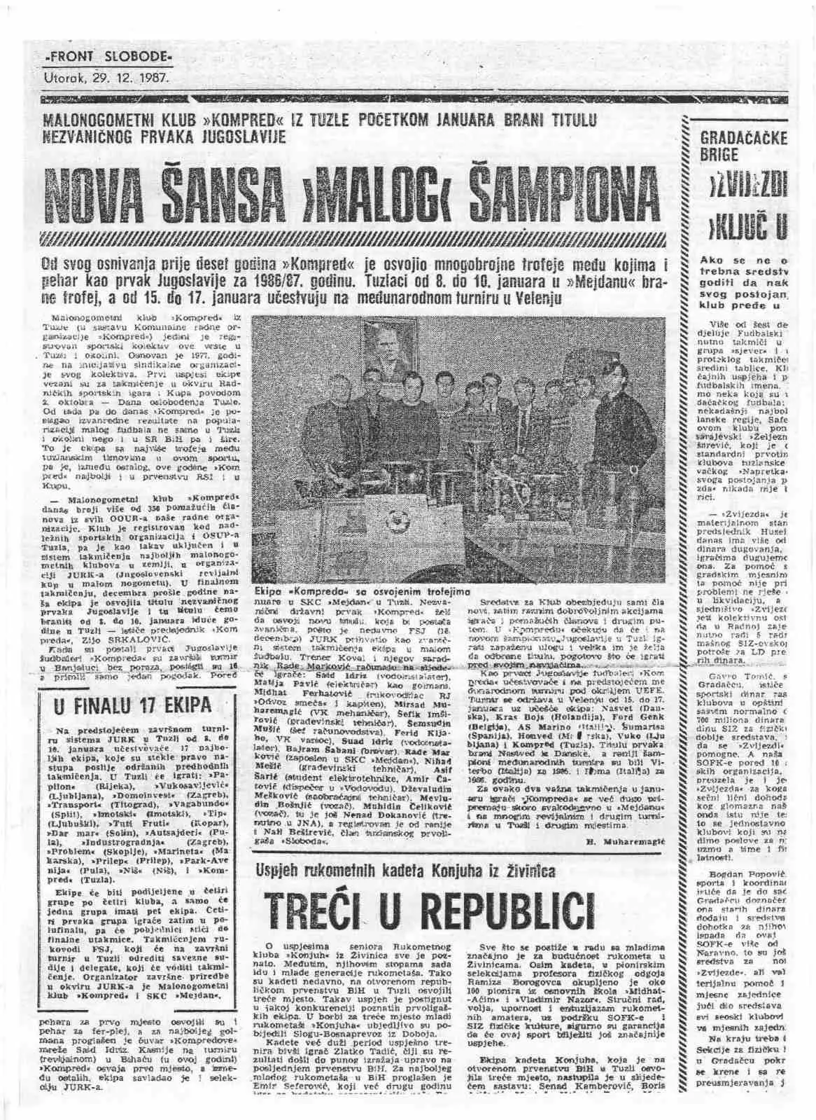 Arhivska fotografija FC Sloboda Kompred