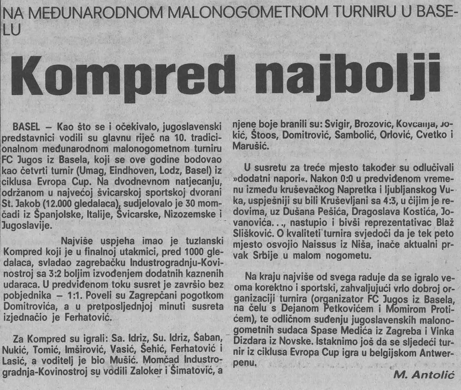 Arhivska fotografija FC Sloboda Kompred